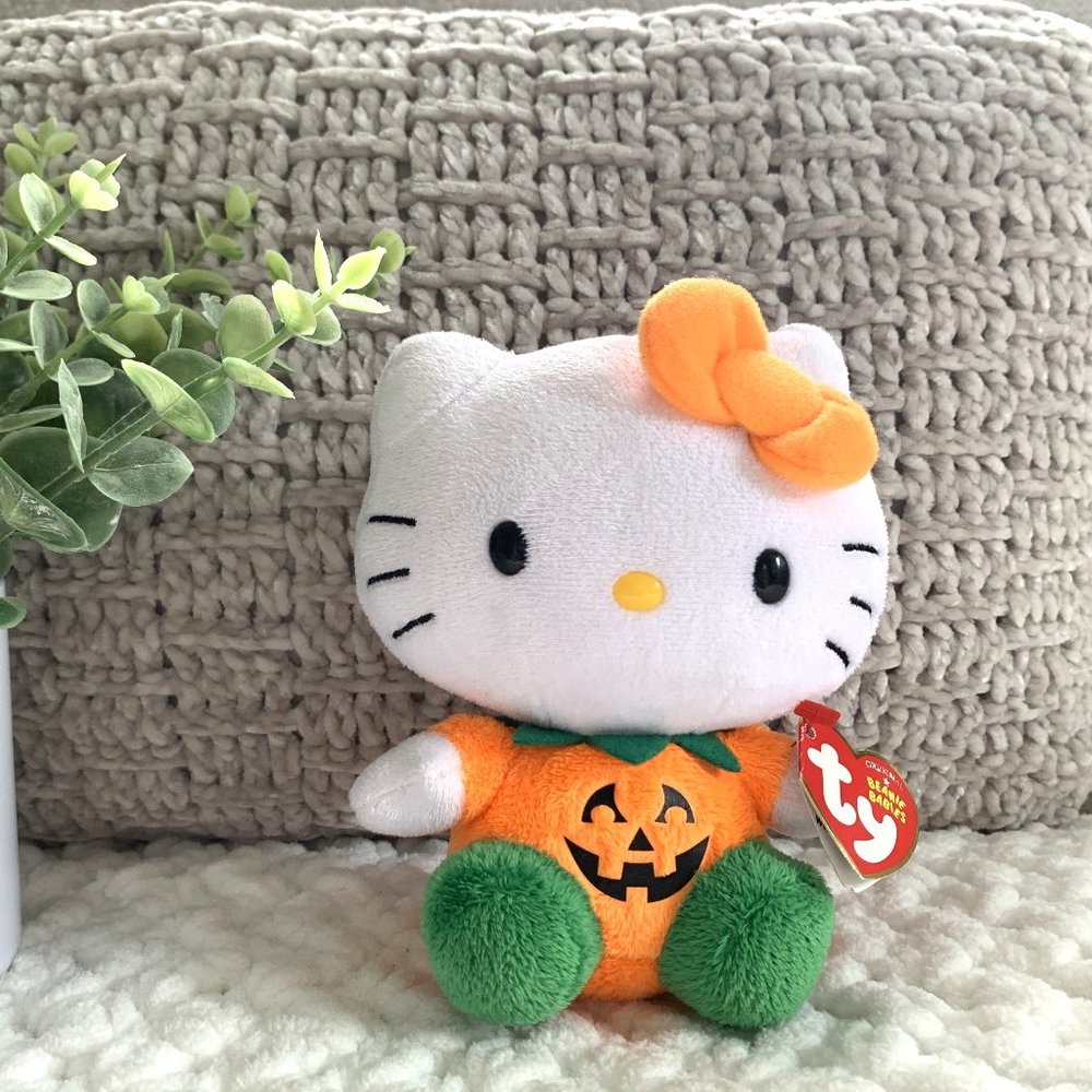 TY Beanie Baby HELLO KITTY PUMPKIN (6" Plush)